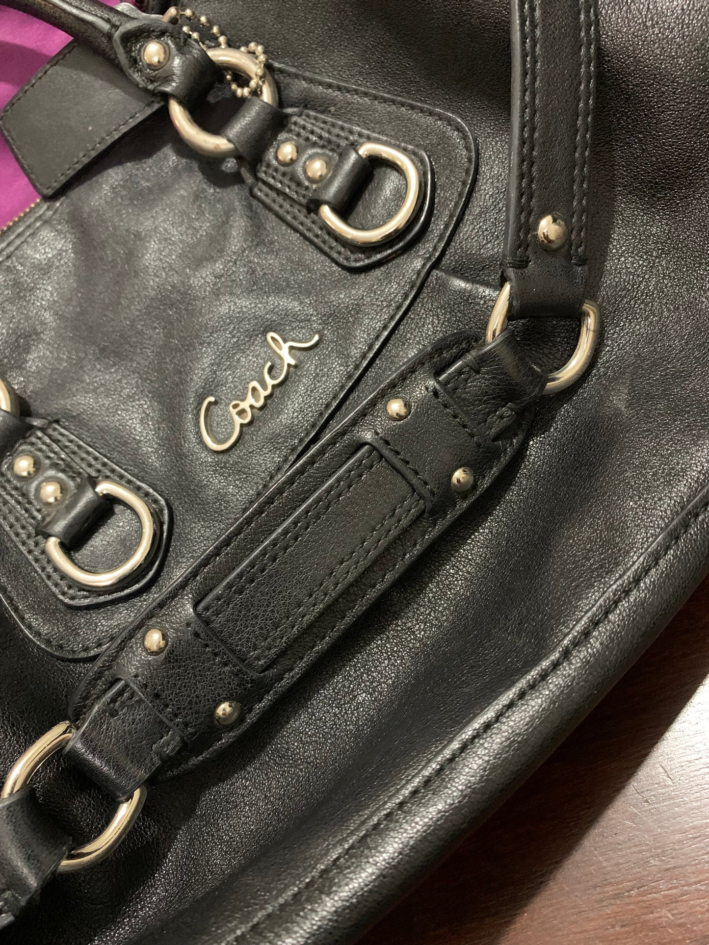 Coach ASHLEY Black Leather Large Leather Satchel Handbag 15447 (Pre-Loved) Excellent Condition