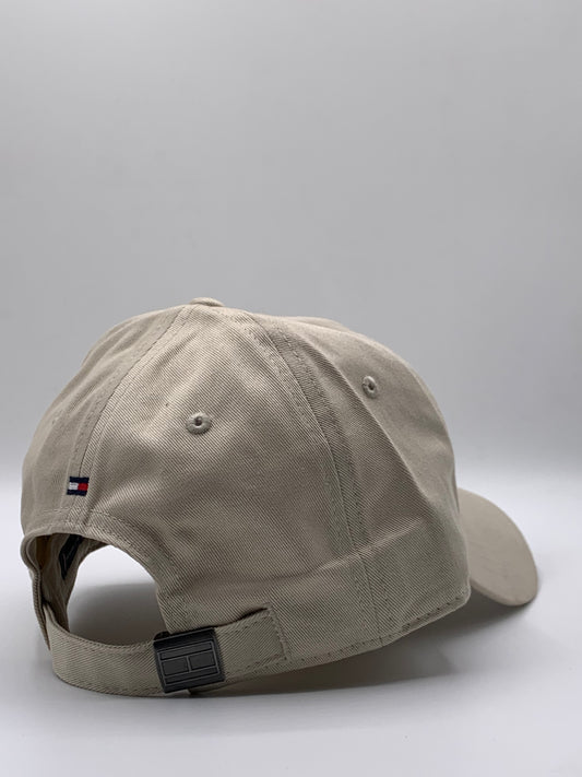 Tommy Hilfiger Embroidered Flag Logo Cap – Classic Beige Adjustable Cotton Hat