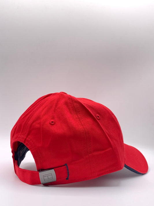 Tommy Hilfiger Red Logo Baseball Cap – Classic Adjustable Cotton Hat