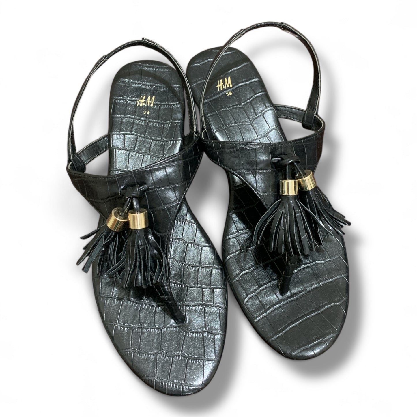 H&M Women’s Black Flat Thong Sandals | Pre-Loved Condition 10/10 Excellent | Size EU 38