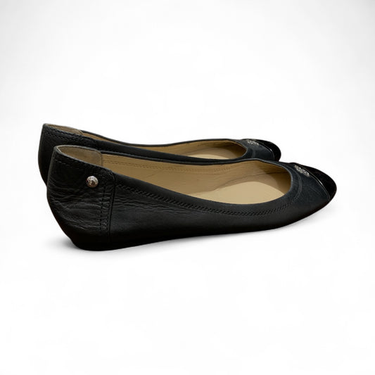 COACH Chelsea Women's Ballet Flat Black Leather Patent Toe Cap | Pre-Loved Condition 8/10 | Size EUR 38