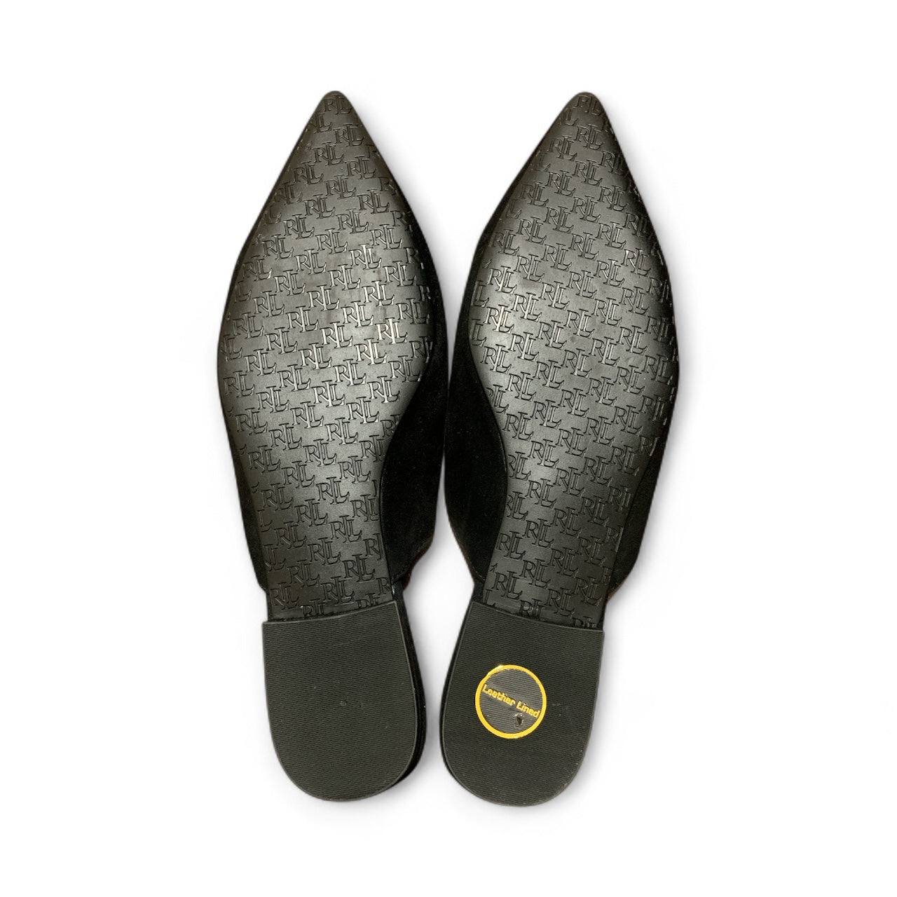 Lauren Ralph Lauren Londyn Black Suede Flat Mule Slides | Pre-Loved Excellent Condition | Size 7.5 B | EU 38-38.5