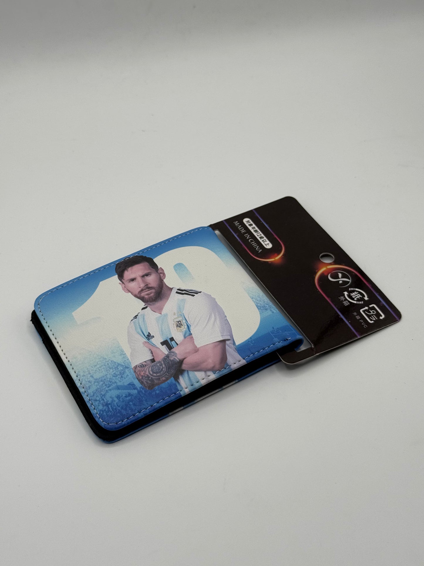 Lionel Messi themed wallet features a vibrant graphic