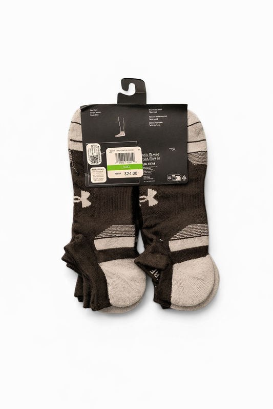 Under Armour UA Performance Tech Cushioned Low Cut Socks (6-Pack, Black/Grey)