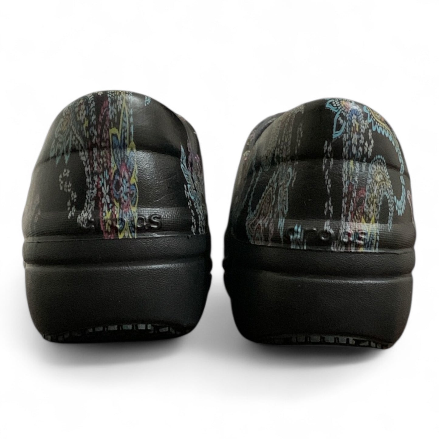 Crocs Dual Comfort Neria Pro Black Paisley Clogs | Condition Excellent Like Brand-New | Size US W5 | EU 35-36 | Product # 205385