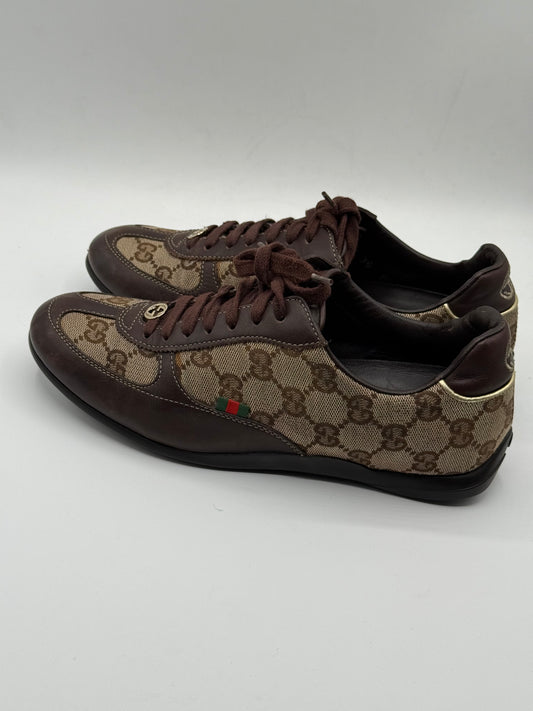 Gucci Beige/Brown GG Canvas and Leather Low Top Sneakers Size 36 | 100% Original | Good Condition |