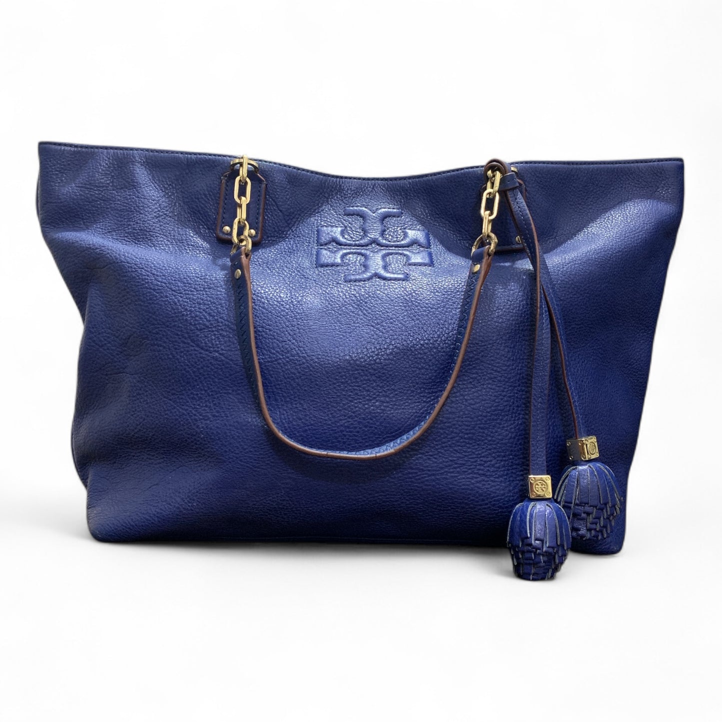 Tory Burch Thea Large Leather Tote Bag- Royal Ocean (Pre-Loved In Excellent Condition) 100% Original