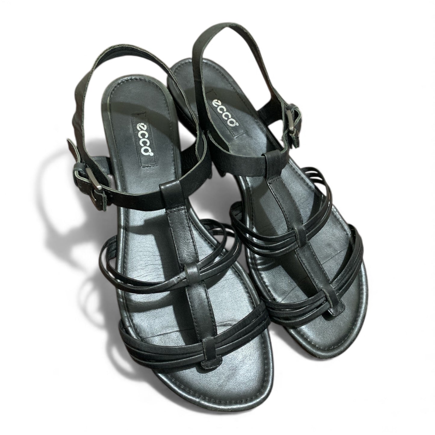 ECCO WOMEN’S BLACK LEATHER STRAPS SANDALS | EXCELLENT CONDITION| SIZE EU 40