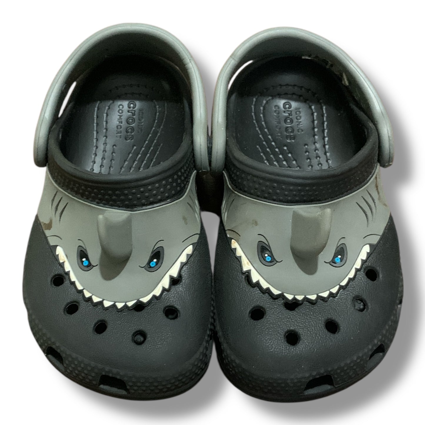 Crocs Black Grey Shark Fun Lab | Pre-Loved Condition 10/10 Excellent | Size C7 | 23-24
