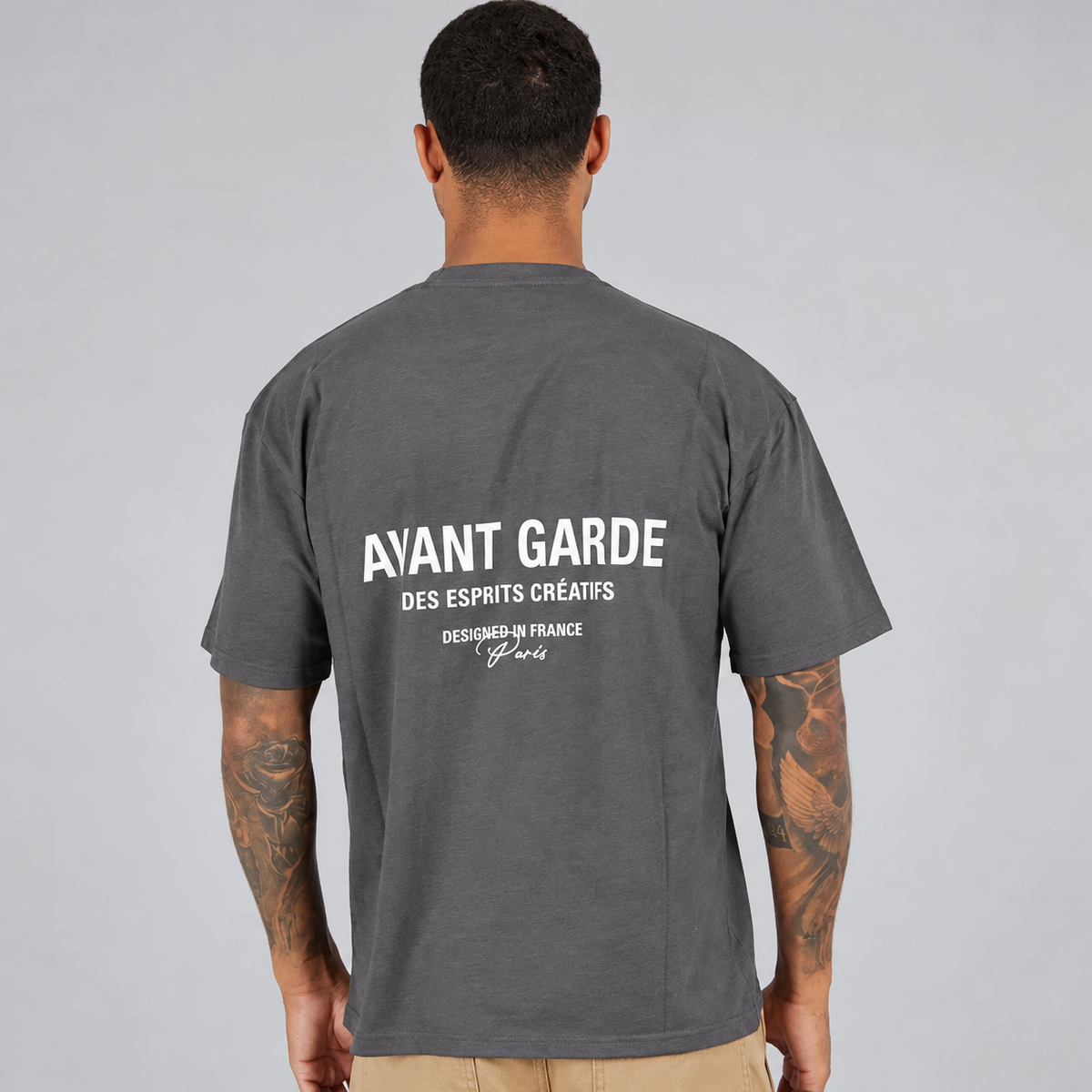AVANT GARDE PARIS GRAPHIC OVERSIZED T-SHIRT – CHARCOAL GREY
