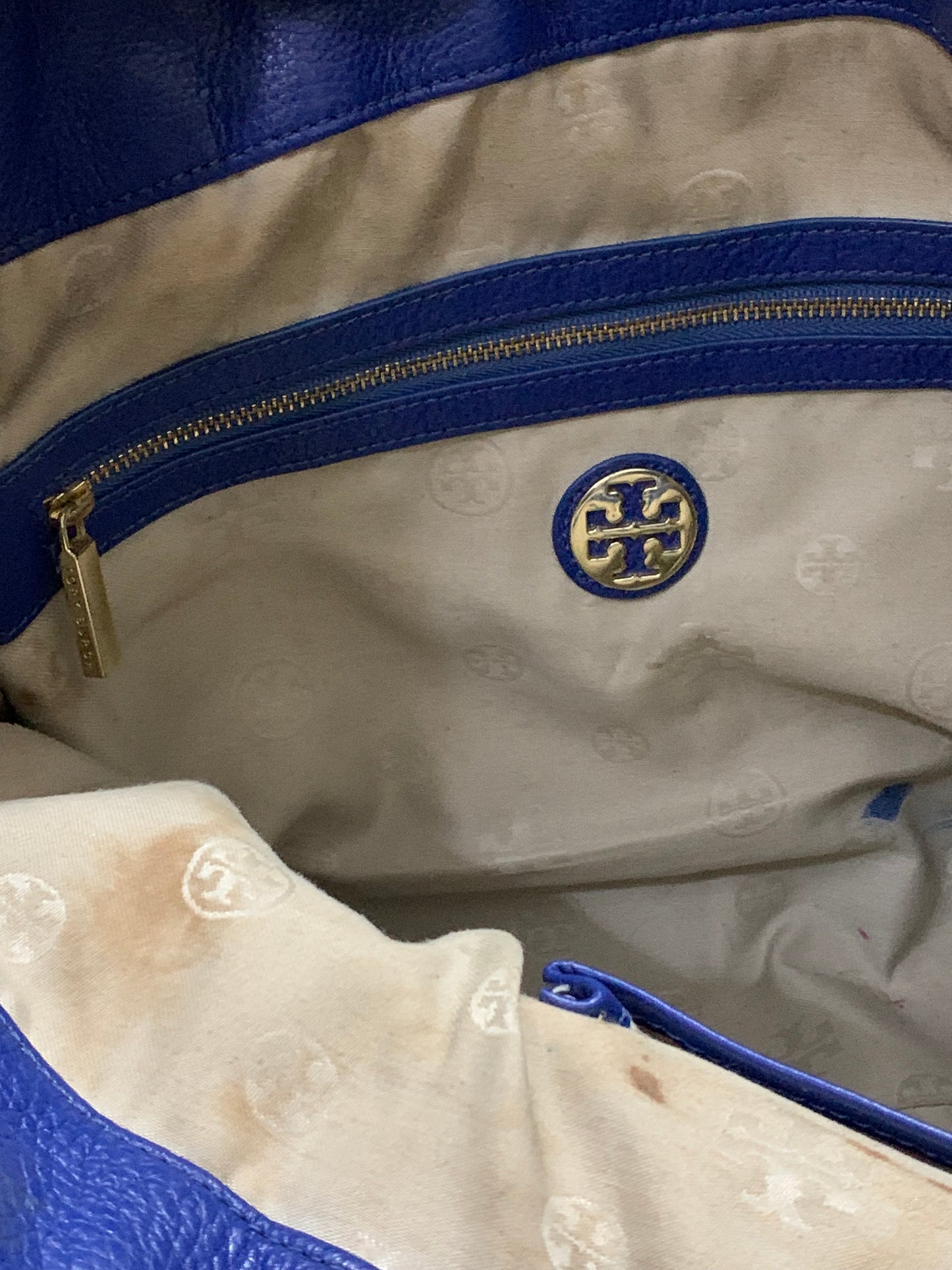 Tory Burch Thea Large Leather Tote Bag- Royal Ocean (Pre-Loved In Excellent Condition) 100% Original