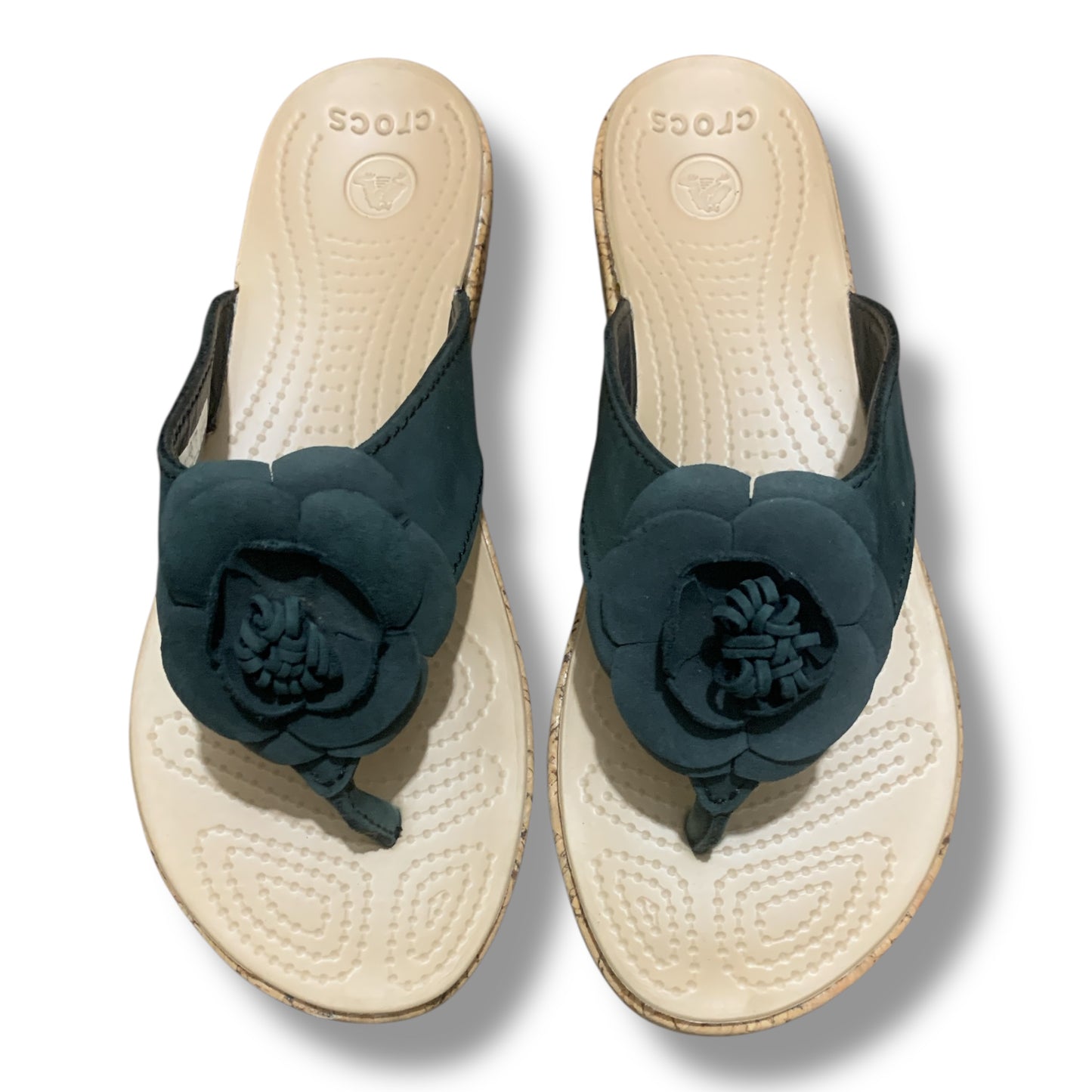 Crocs A Leigh Flower Flip-Flops | Pre-Loved Condition 10/10 Excellent | Size W8 | EU 38-39