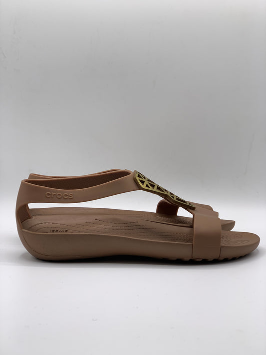 Crocs Serena Embellished Sandals in Brown and Gold | Pre Loved Condition Like Brand New | Size W7 | EU 37-38