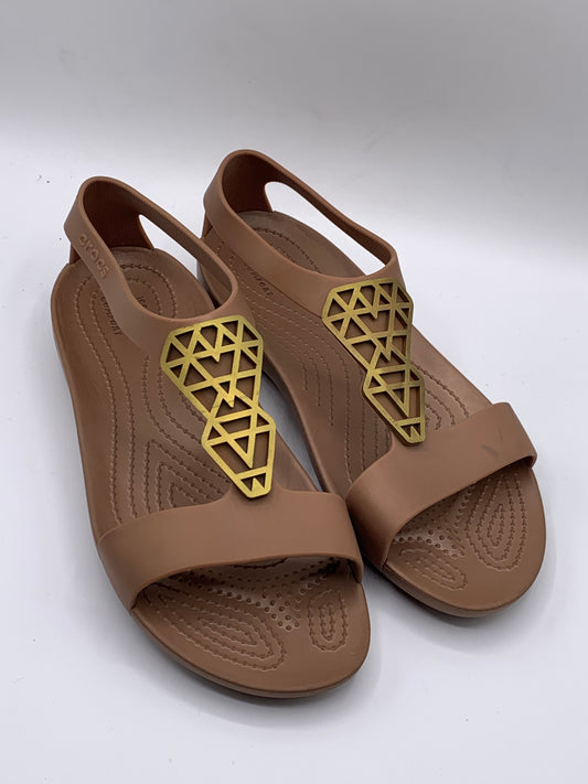 Crocs Serena Embellished Sandals in Brown and Gold | Pre Loved Condition Like Brand New | Size W7 | EU 37-38