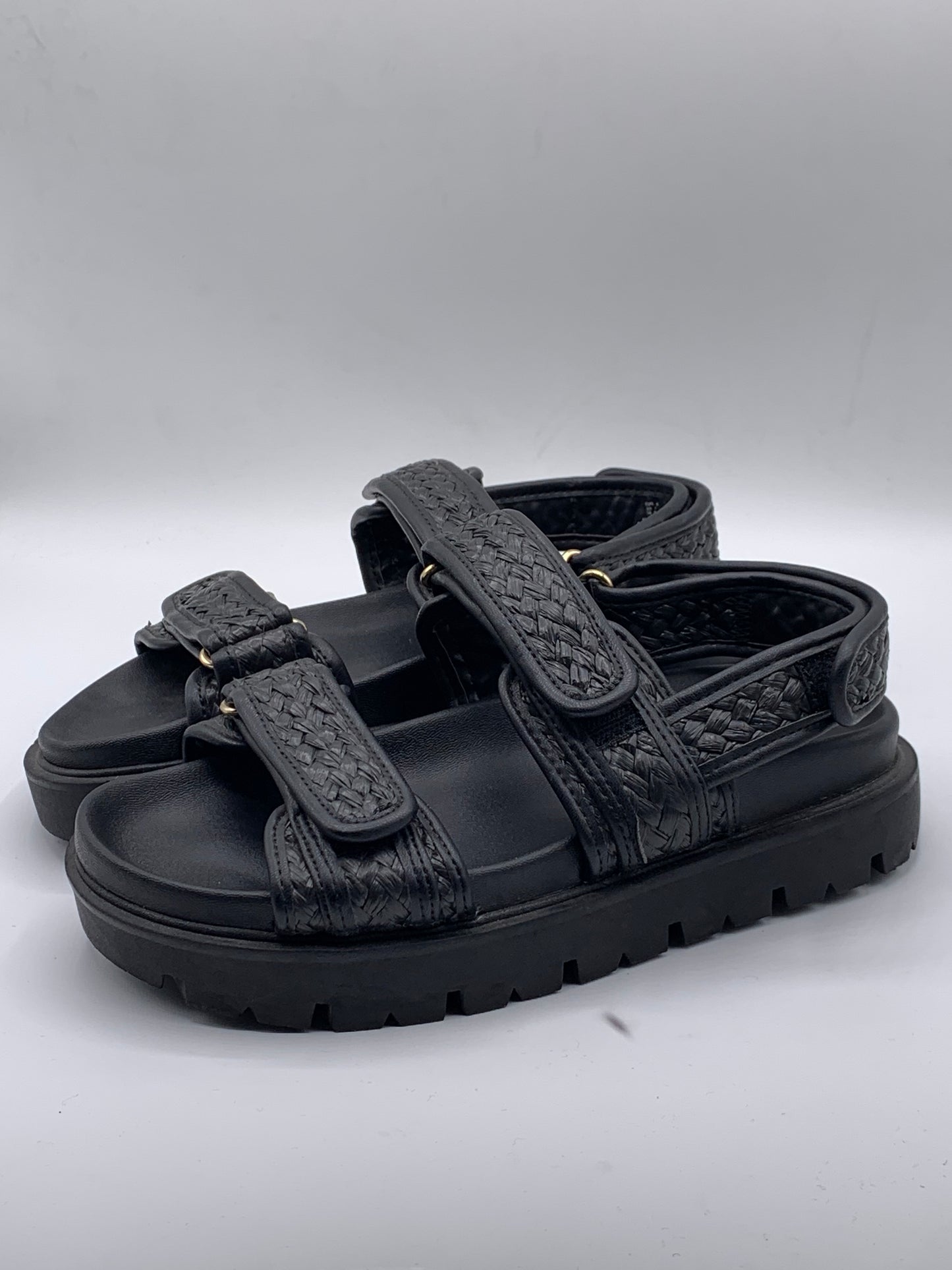 H&M BLACK BRAIDED SANDALS | PRE-LOVED CONDITION 10/10 EXCELLENT | SIZE 38