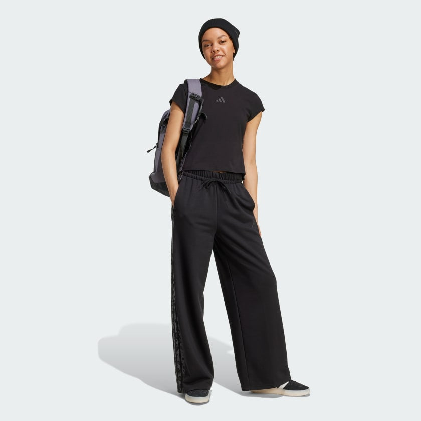 ANIMAL PRINT 3-STRIPES OPEN HEM PANTS