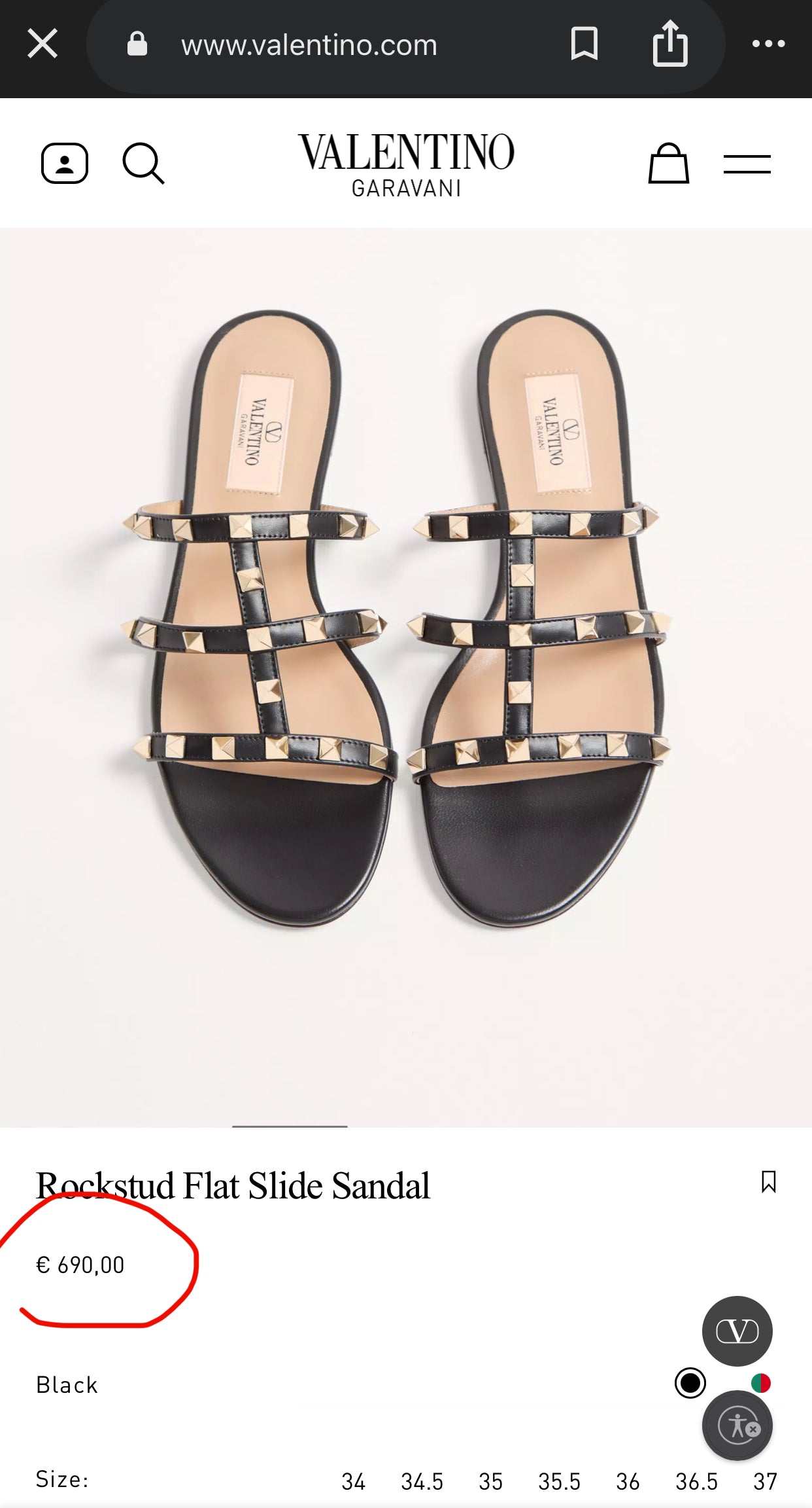 VALENTINO Rockstud Flat Slide Sandal  | Pre-Loved Condition Excellent |      Size EU 40
