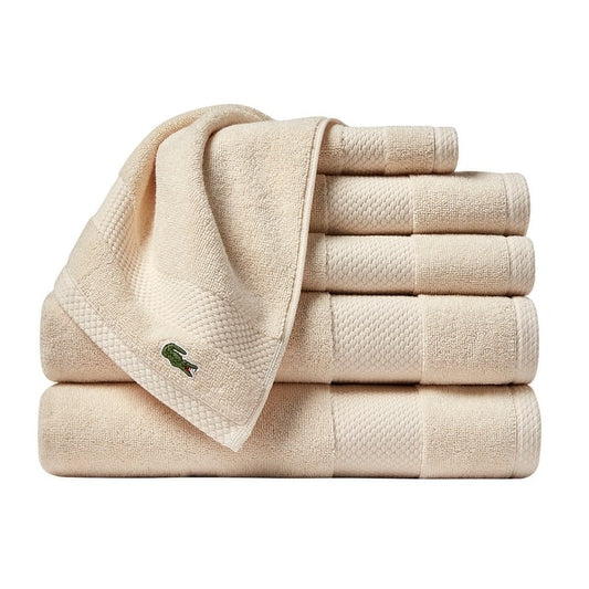 Lacoste Heritage Supima 100% Cotton 6 Piece Towel Set - Chalk