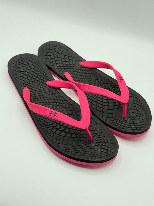 Under Armour Atlantic Dune flip-flops feature a vibrant pink strap | Condition Like Brand New | Size W10-11 | EU 42-43