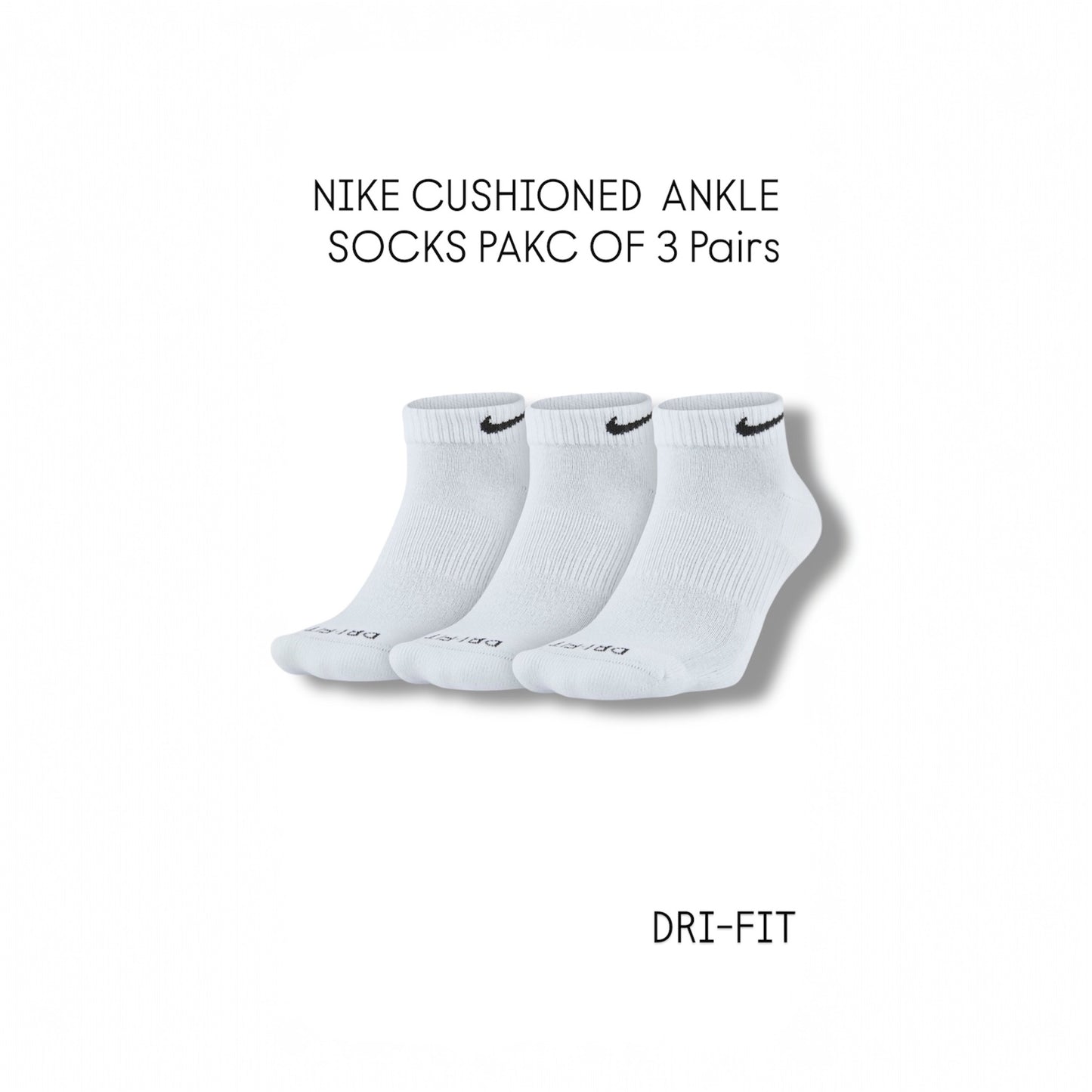 NIKE CUSHIONED ANKLE SOCKS (PACK OF 3 PAIRS)