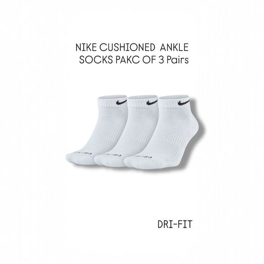 NIKE CUSHIONED ANKLE SOCKS (PACK OF 3 PAIRS)
