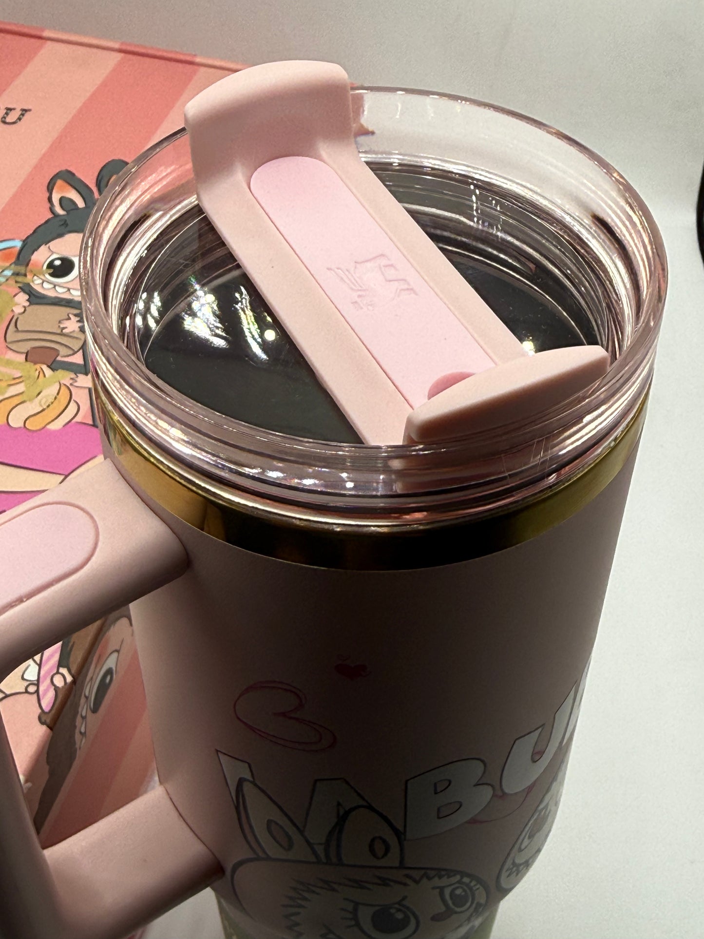 Stanley Quencher Pink LABUBU Lovebu Tumbler 40oz (1.18L) – Insulated Travel Mug with Handle & Straw