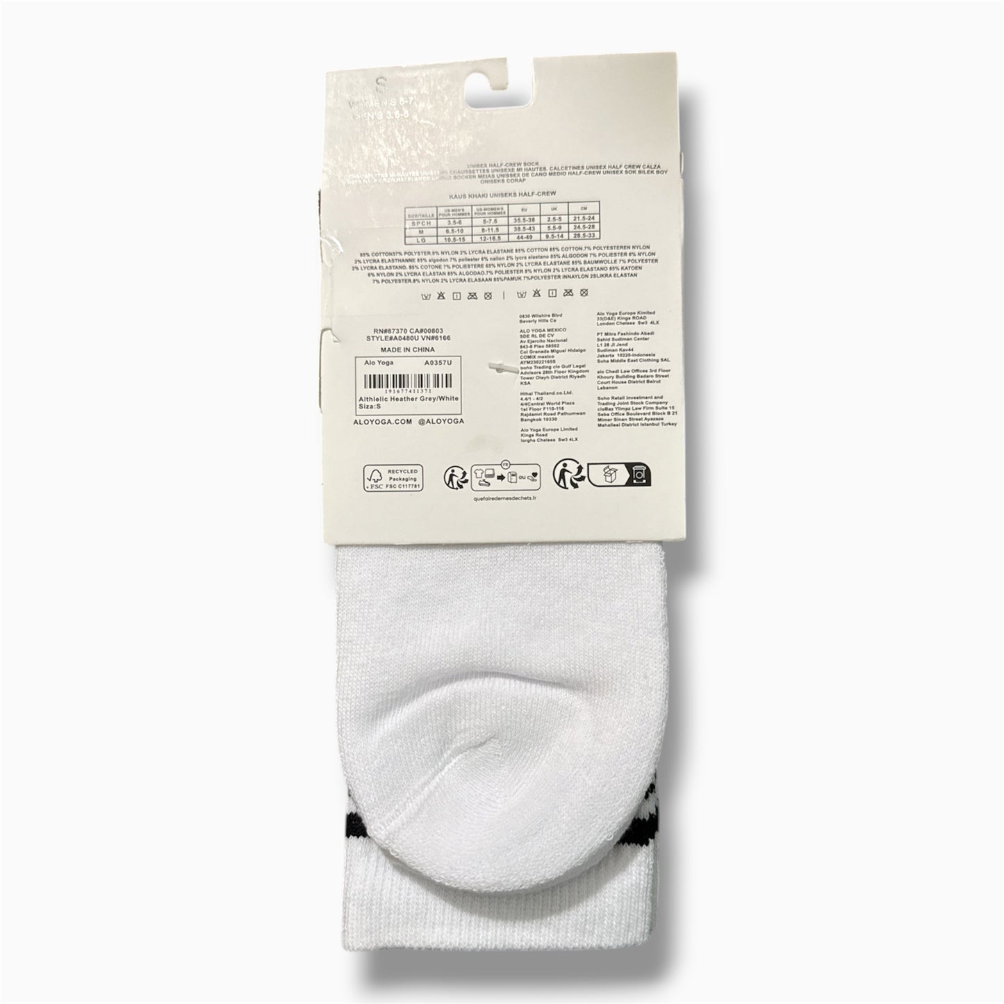 Alo Unisex Throwback Crew Sock (One Pair Pack)