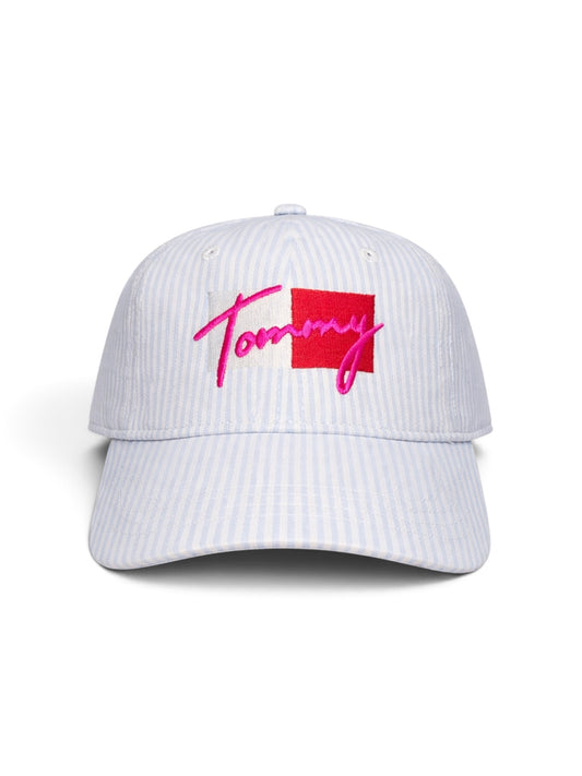 Tommy Hilfiger Seersucker Stripe Baseball Cap – Light Blue & White