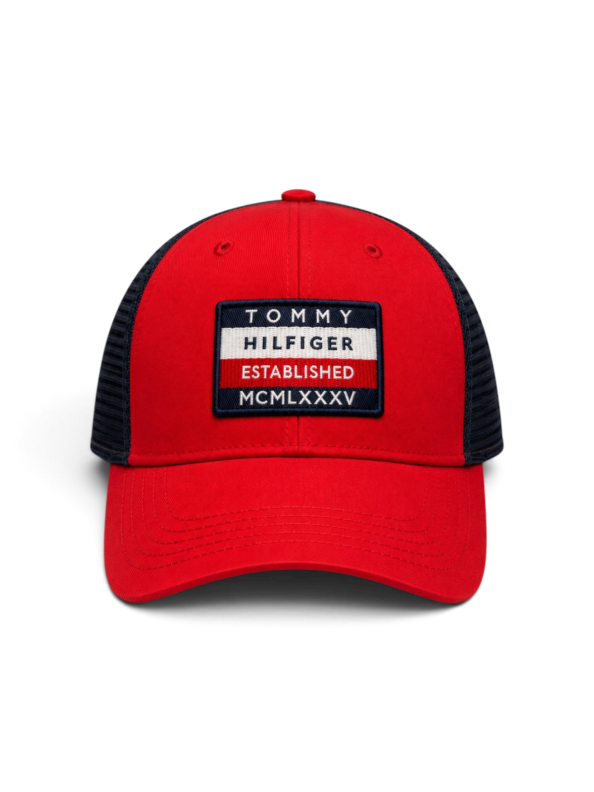Tommy Hilfiger Style Trucker Cap – Red & Navy Mesh Baseball Cap, Adjustable Snapback