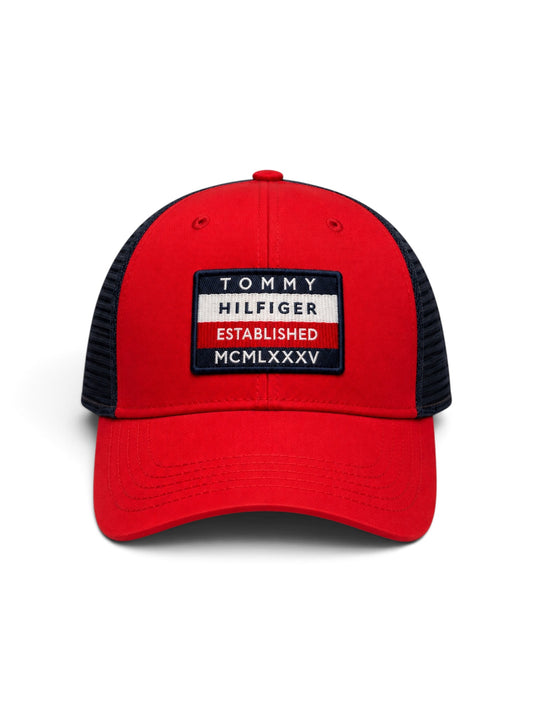 Tommy Hilfiger Style Trucker Cap – Red & Navy Mesh Baseball Cap, Adjustable Snapback
