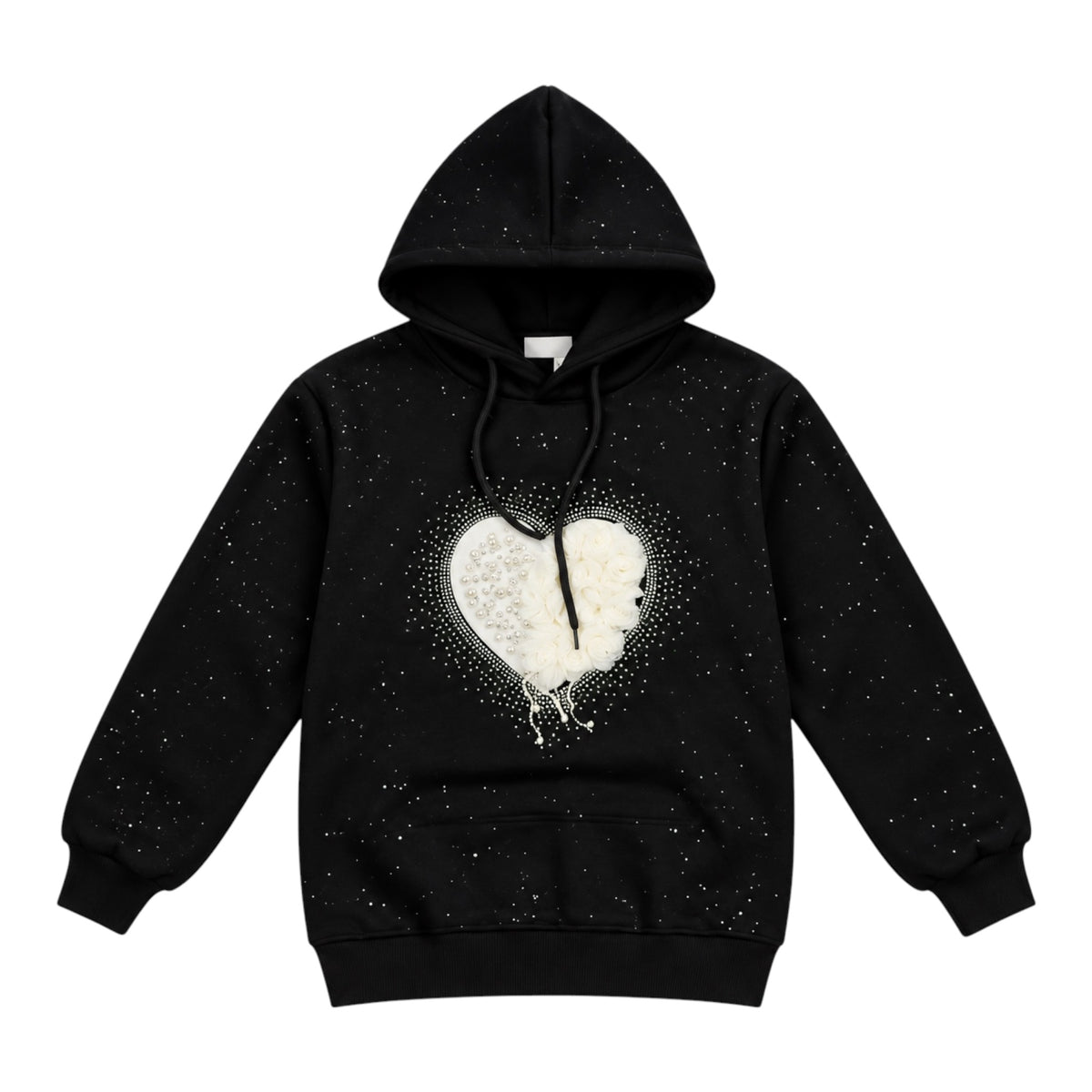 Girls’ Black Heart Embellished Hoodie