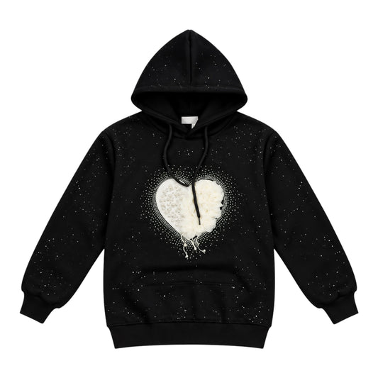 Girls’ Black Heart Embellished Hoodie