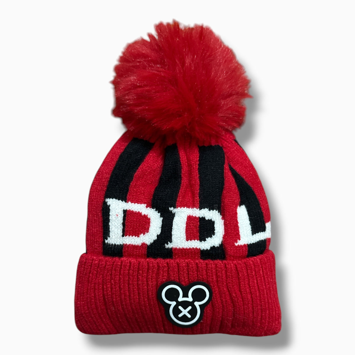 Kids Winter Pom-Pom Beanie – Striped Knit Cap