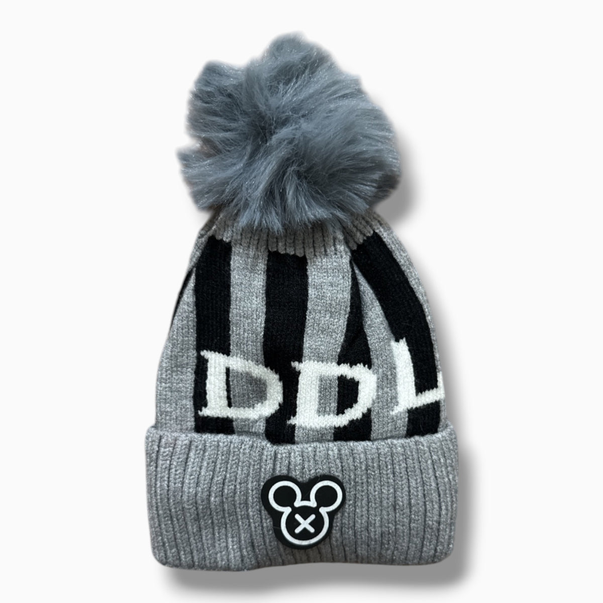Kids Winter Pom-Pom Beanie – Striped Knit Cap