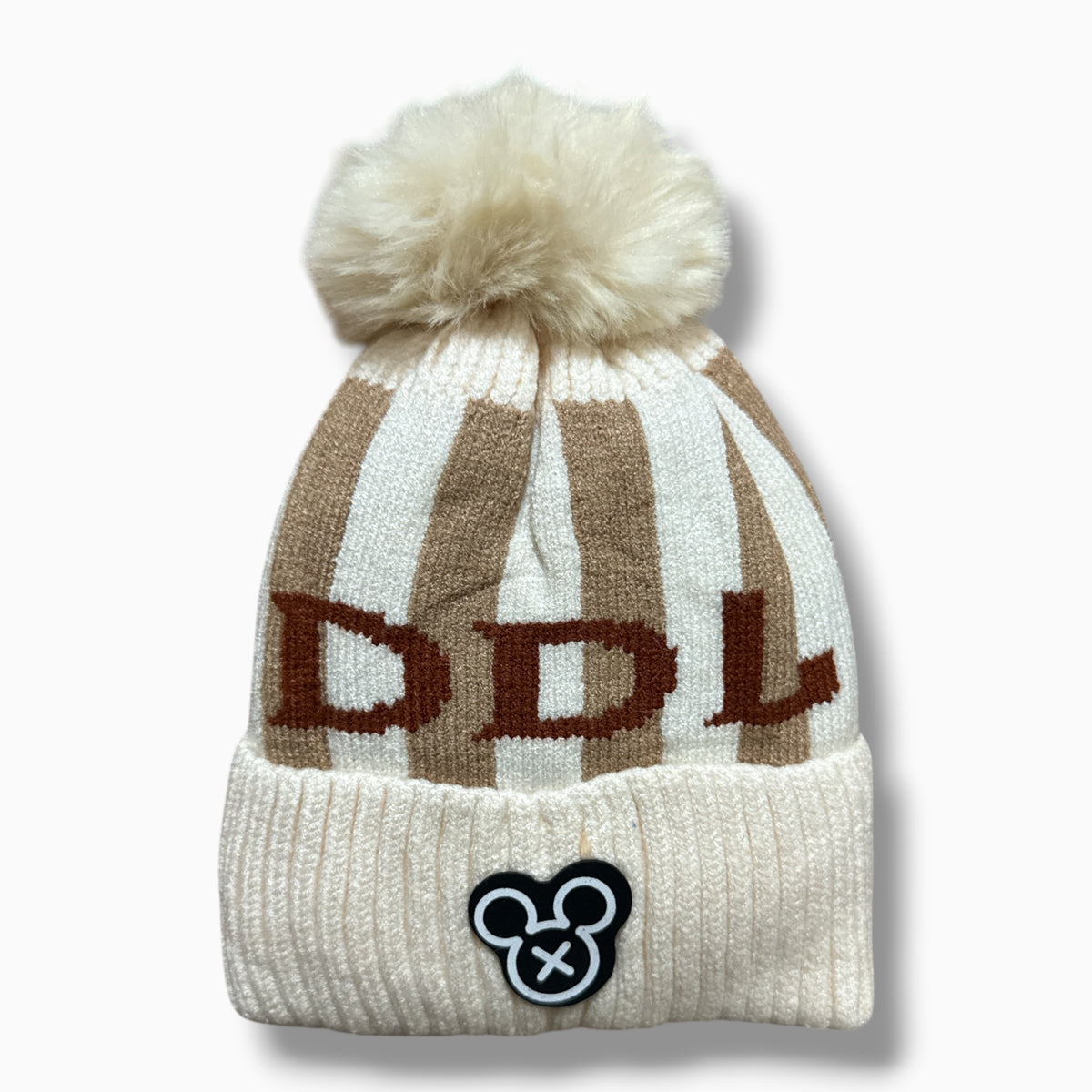 Kids Winter Pom-Pom Beanie – Striped Knit Cap