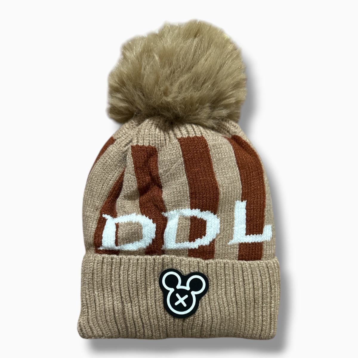 Kids Winter Pom-Pom Beanie – Striped Knit Cap
