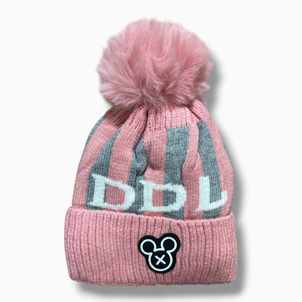 Kids Winter Pom-Pom Beanie – Striped Knit Cap