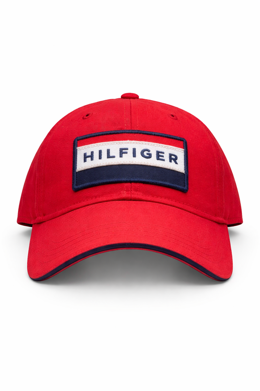 Tommy Hilfiger Red Logo Baseball Cap – Classic Adjustable Cotton Hat