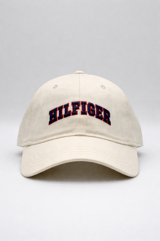 Tommy Hilfiger Classic Logo Embroidered Beige Cotton Baseball Cap – Adjustable Strap