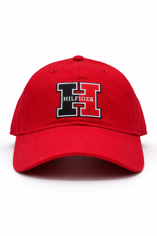 Tommy Hilfiger H Logo Cotton Cap – Classic Red Adjustable Hat