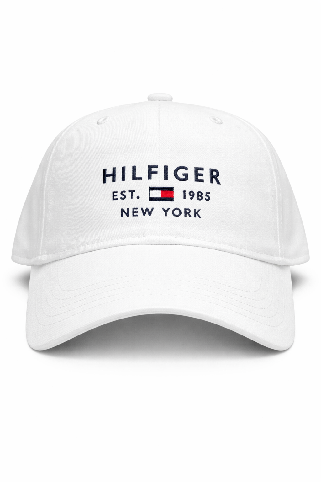 Hilfiger Classic White Baseball Cap – Embroidered Logo, Adjustable Strap, Premium Cotton