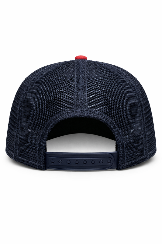 Tommy Hilfiger Style Trucker Cap – Red & Navy Mesh Baseball Cap, Adjustable Snapback