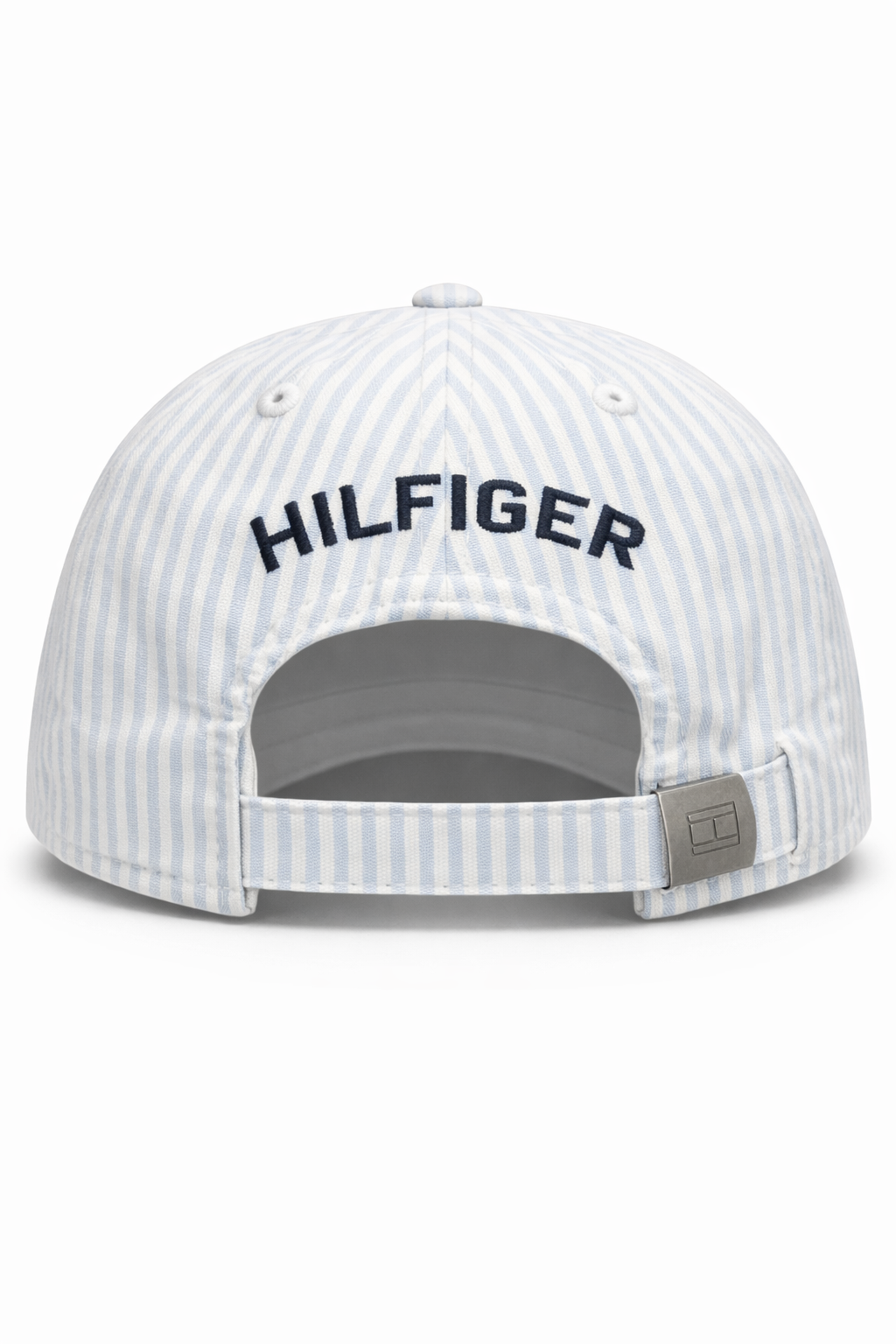 Hilfiger Striped Cotton Baseball Cap – Blue & White Pinstripe, Adjustable Strap, Classic Fit