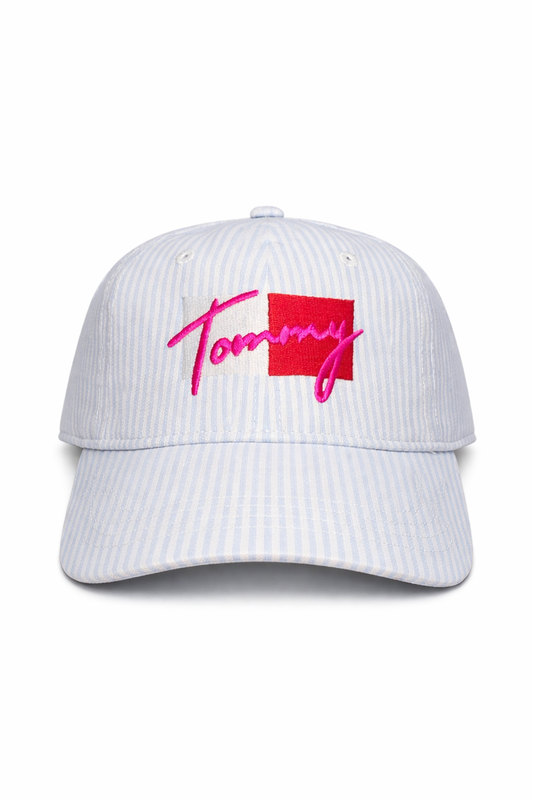 Tommy Hilfiger Seersucker Stripe Baseball Cap – Light Blue & White