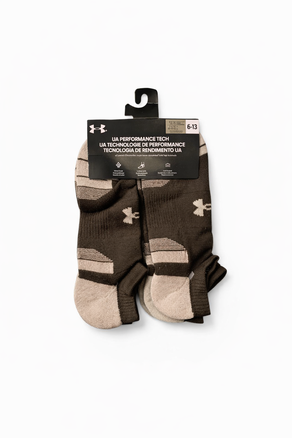 Under Armour UA Performance Tech Cushioned Low Cut Socks (6-Pack, Black/Grey)