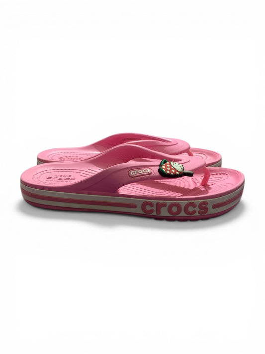 CROCS BAYABAND FLIP FLOPS IN PINK | CONDITION EXCELLENT |    SIZE J2 | EU 33-34
