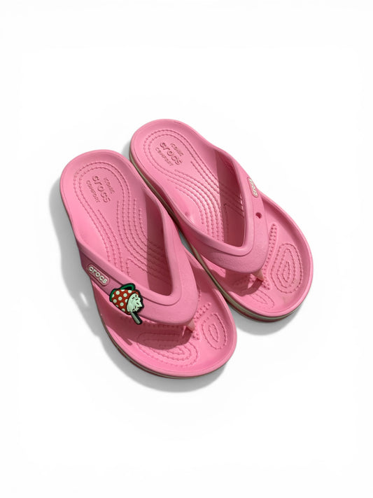 CROCS BAYABAND FLIP FLOPS IN PINK | CONDITION EXCELLENT |    SIZE J2 | EU 33-34