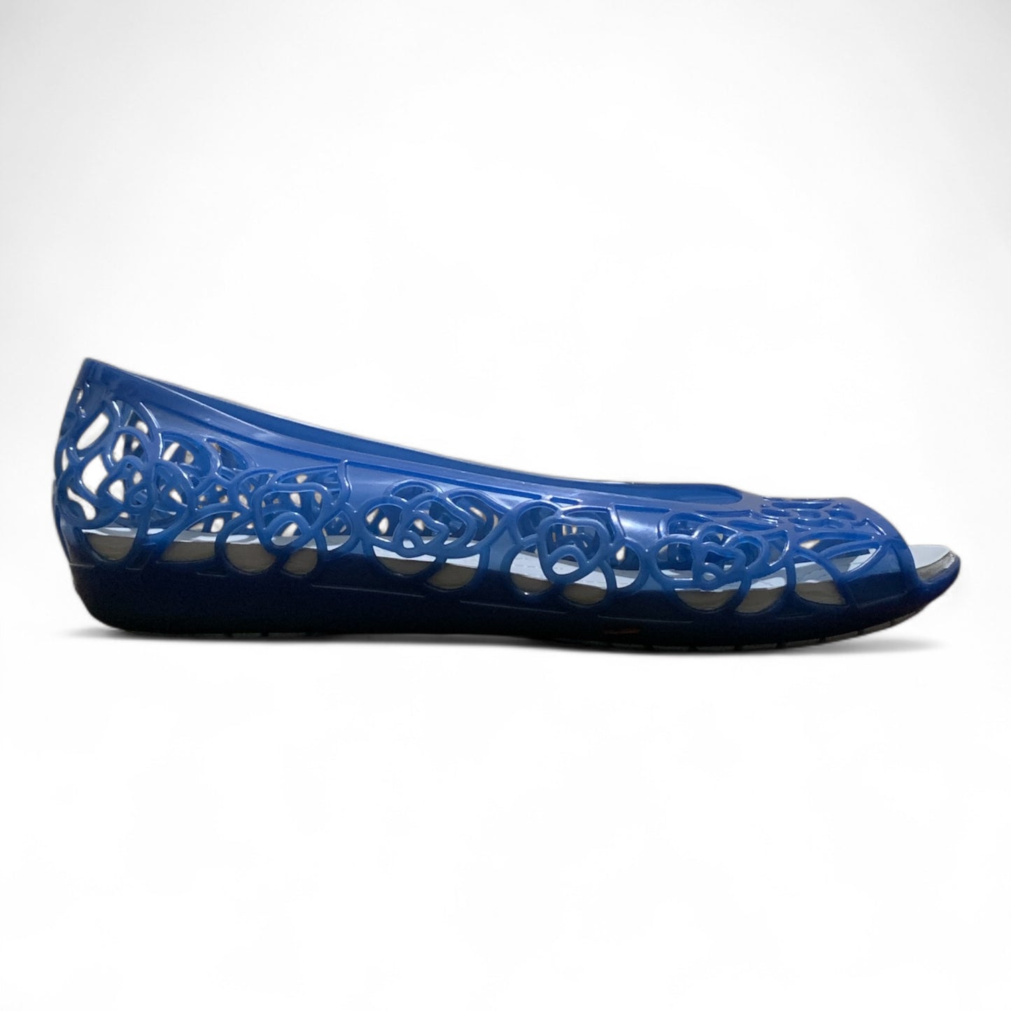 CROCS ISABELLA JELLY LAZER CUT PEEP TOE BALLERINAS - BLUE 203285-4GX | CONDITION 9/10 | SIZE US W10 | EU 40-41