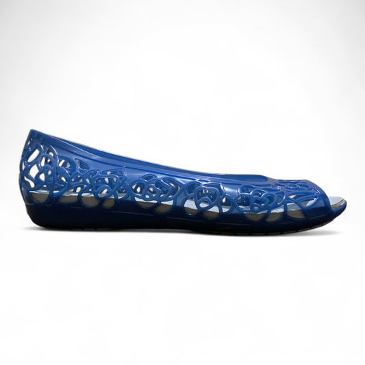 CROCS ISABELLA JELLY LAZER CUT PEEP TOE BALLERINAS - BLUE 203285-4GX | CONDITION 9/10 | SIZE US W10 | EU 40-41