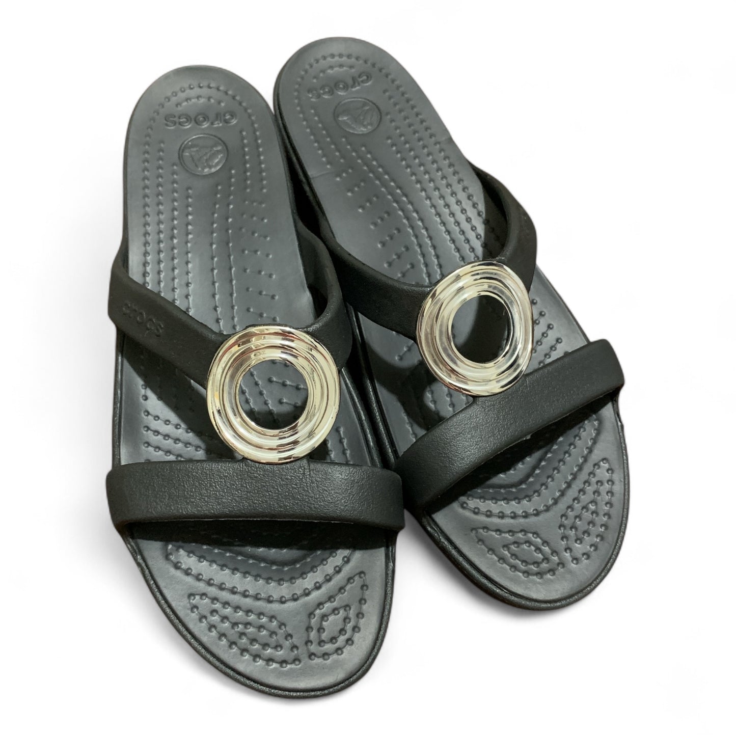 SANRAH BEVELED CIRCLE FLAT SANDALS - BLACK 203341-060 | CONDITION EXCELLENT | SIZE US W10 | EU 40-41